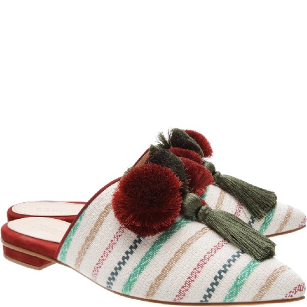 🆕{SCHUTZ } Gaely Pom Pom-Tassel Mules - Picture 2 of 13